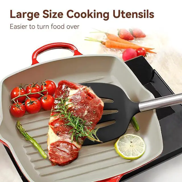 Alt view image 4 of 7 - Silicone Cooking Utensils Set BPA Free 446°F Heat Resistant