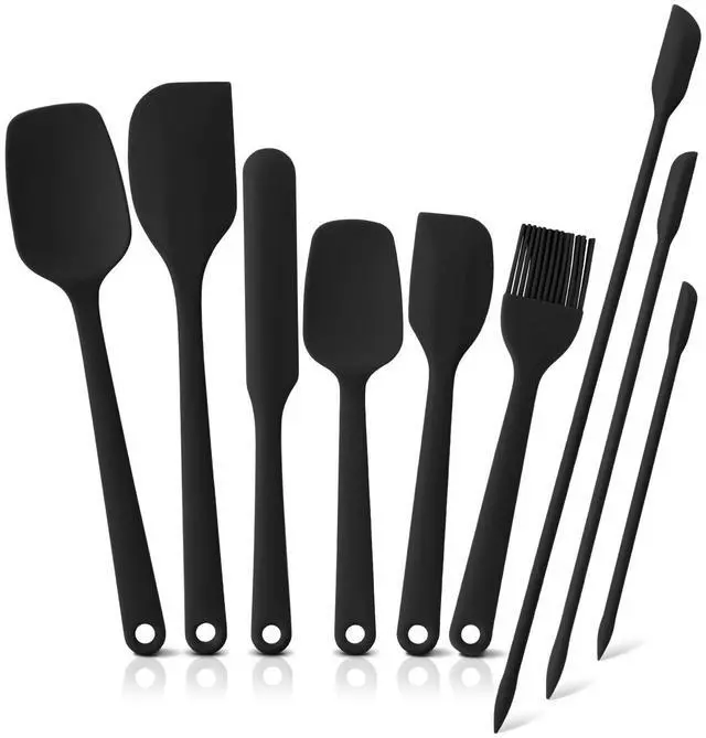 Main image of Silicone Spatula Set,9-Piece BPA Free Food Grade Heat Resistant Spatulas for Cooking Baking,Seamless One Piece Design,Non-Stick Safe,Dishwasher Safe,Withstands -104°F to 600°FBlack