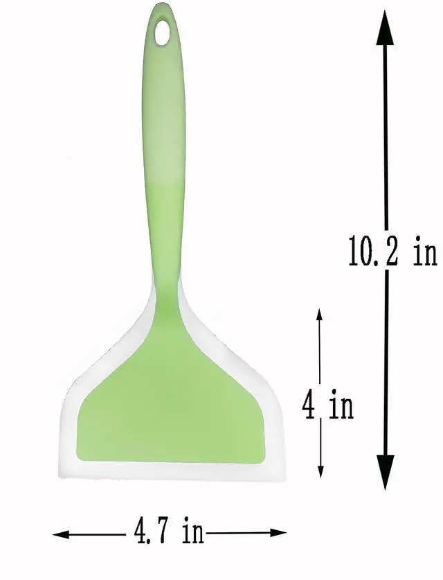 Alt view image 2 of 6 - Silicone Wrapped Plastic Fish Spatula Pancakes Shovel Non-Stick Heat-Resistant Wide Flat Turner For Egg Tamales Pizza (Green)
