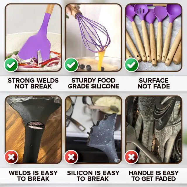 Alt view image 4 of 7 - 12 Pcs Purple Kitchen Accessories with Holder for Nonstick Cookware