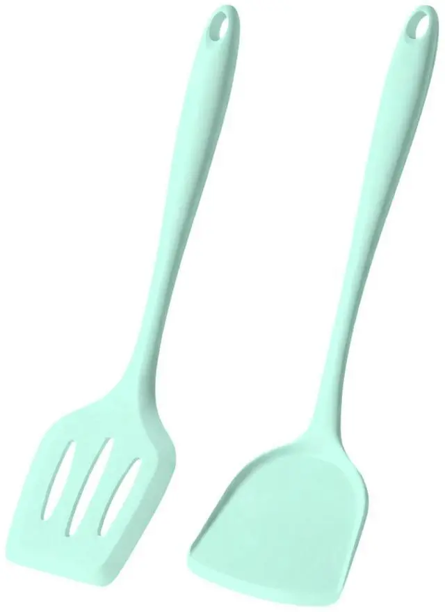 Main image of Silicone Spatula Set, Heat Resistant Spatulas for Baking & Mixing, BPA-Free Solid & Slotted Turner for Non-Stick Pans, Kitchen Utensils for Scraping, Sauteing and Flipping (Mint Green)