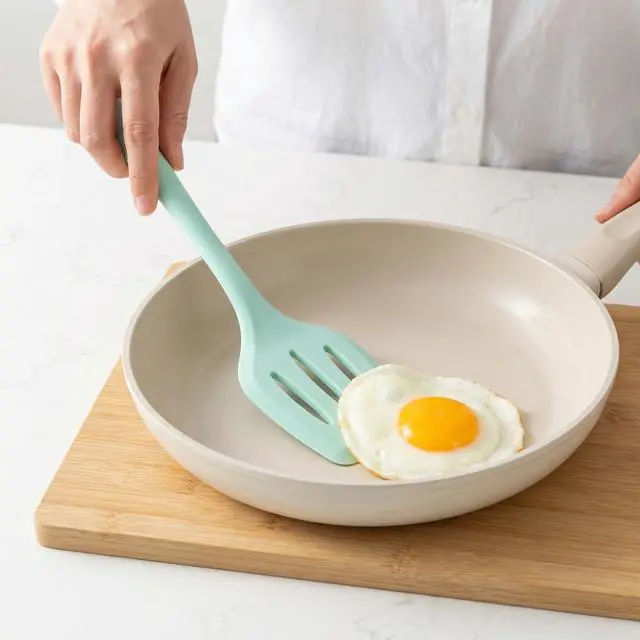 Alt view image 2 of 7 - Silicone Spatula Set, Heat Resistant Spatulas for Baking & Mixing, BPA-Free Solid & Slotted Turner for Non-Stick Pans, Kitchen Utensils for Scraping, Sauteing and Flipping (Mint Green)