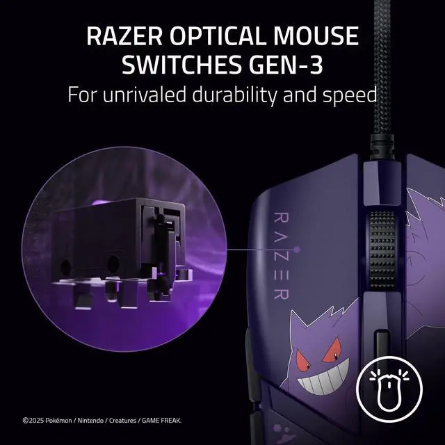 Alt view image 3 of 7 - Wired Gaming Mouse, 58g Lightweight, Pokemon Gengar Edition
