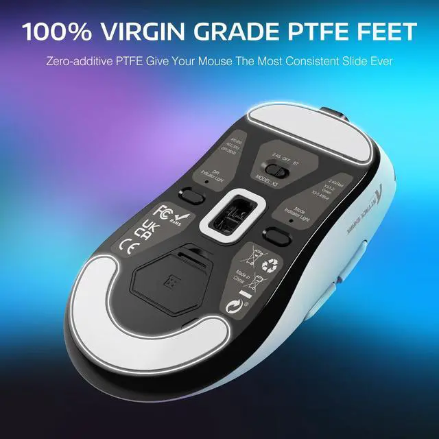 Alt view image 6 of 7 - Lightweight Wireless Gaming Mouse with Tri-Mode 2.4G/USB-C Wired/Bluetooth,26K DPI, PAW3395 Optical Sensor,Kailh GM8.0 Switch,5 programmable Buttons for PC/Win/Mac(White)