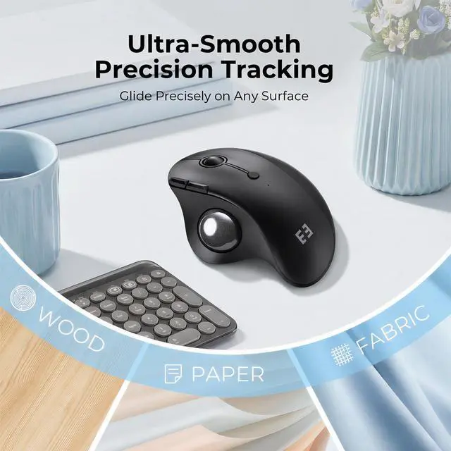 Alt view image 4 of 7 - Wireless Trackball Mouse, Ergonomic Bluetooth Rollerball Mouse,Black