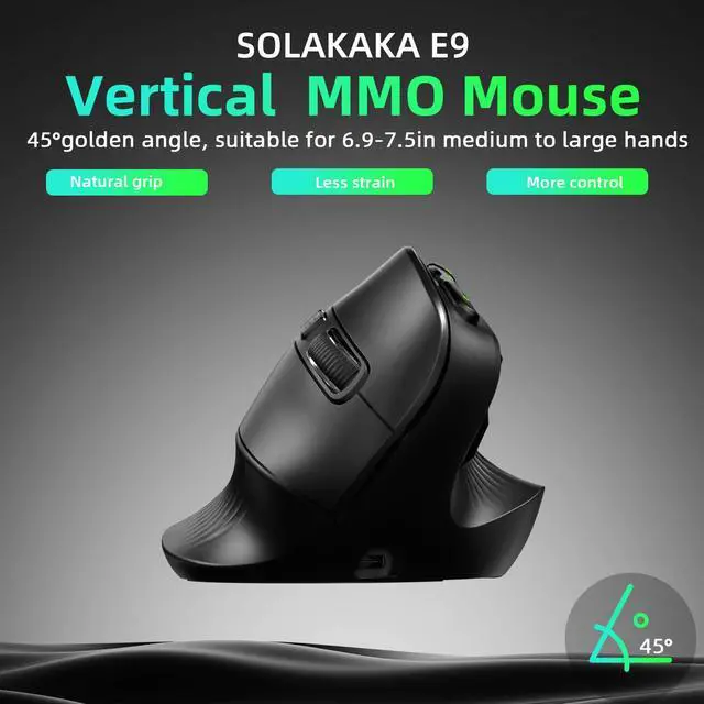 Alt view image 3 of 7 - Gaming Mouse,24800 DPI,Tri-Mode Ergonomic Wireless Mouse with 10 Side Buttons,RGB Mouse for PC/Mac Black