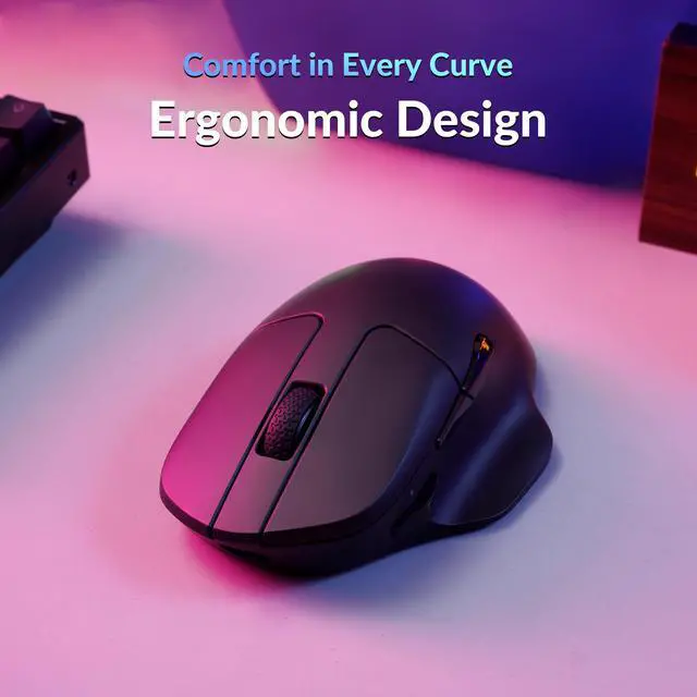 Alt view image 5 of 7 - Wireless Mouse, 30K DPI Optical Computer Mice, 2.4 GHz/Bluetooth/Wired with Macro Button 66g Lightweight Ergonomic, Up to 140 Hours Worktime for Laptop macOS/Windows - Black