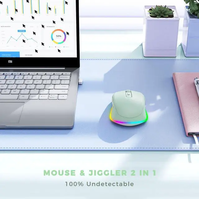 Alt view image 2 of 7 - Wireless Mouse Jiggler - Keep Computers Awake, Light Green