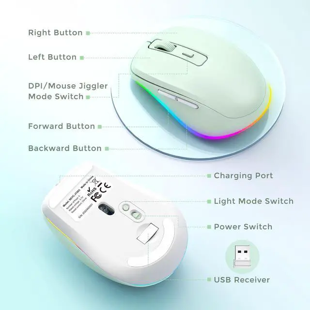 Alt view image 6 of 7 - Wireless Mouse Jiggler - Keep Computers Awake, Light Green