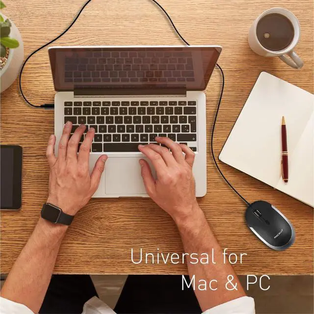 Alt view image 2 of 7 - USB Type C Mouse - Slim & Compact Design - USB C Mouse for MacBook Pro iMac PC etc. - Simple 3 Button & Scroll Wheel Layout with DPI Switch - Comfortable Plug & Play Apple Wired Mouse USBC