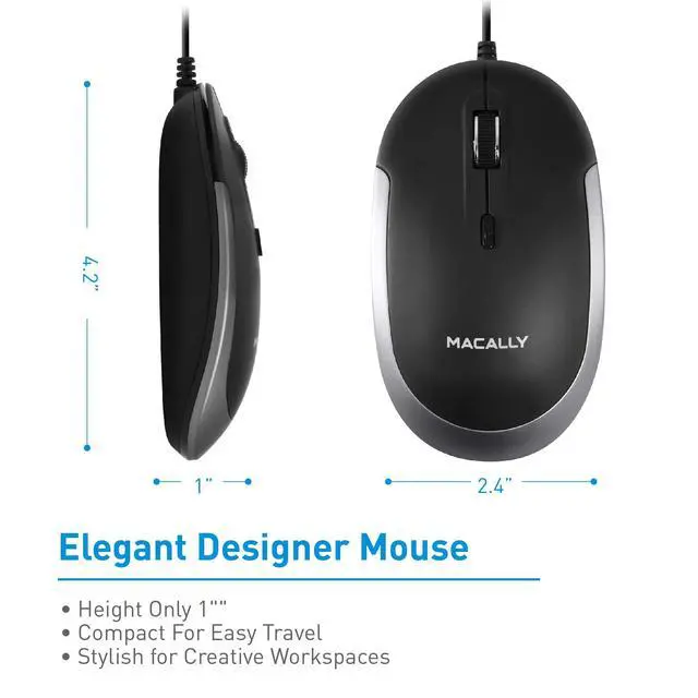 Alt view image 3 of 7 - USB Type C Mouse - Slim & Compact Design - USB C Mouse for MacBook Pro iMac PC etc. - Simple 3 Button & Scroll Wheel Layout with DPI Switch - Comfortable Plug & Play Apple Wired Mouse USBC
