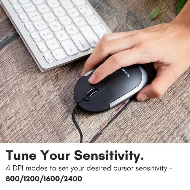 Alt view image 6 of 7 - USB Type C Mouse - Slim & Compact Design - USB C Mouse for MacBook Pro iMac PC etc. - Simple 3 Button & Scroll Wheel Layout with DPI Switch - Comfortable Plug & Play Apple Wired Mouse USBC