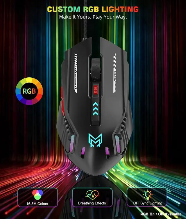 Alt view image 3 of 7 - Customizable Wired Gaming Mouse with 6 Levels DPI and 6 Programmable Button
