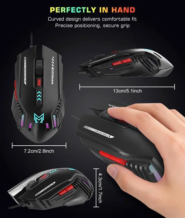Alt view image 5 of 7 - Customizable Wired Gaming Mouse with 6 Levels DPI and 6 Programmable Button