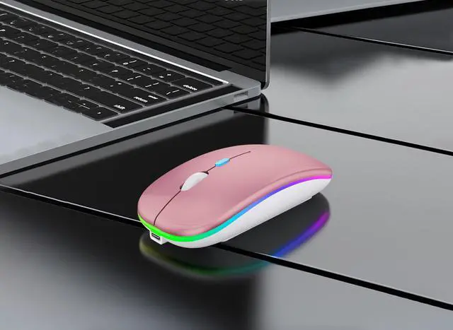 Alt view image 2 of 7 - Wireless Bluetooth Mouse, Rechargeable Laptop Mice, Rose Gold