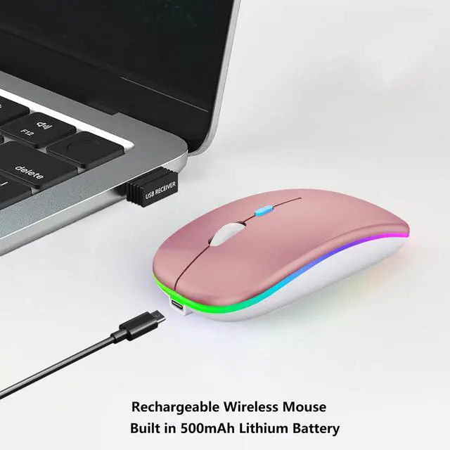 Alt view image 4 of 7 - Wireless Bluetooth Mouse, Rechargeable Laptop Mice, Rose Gold