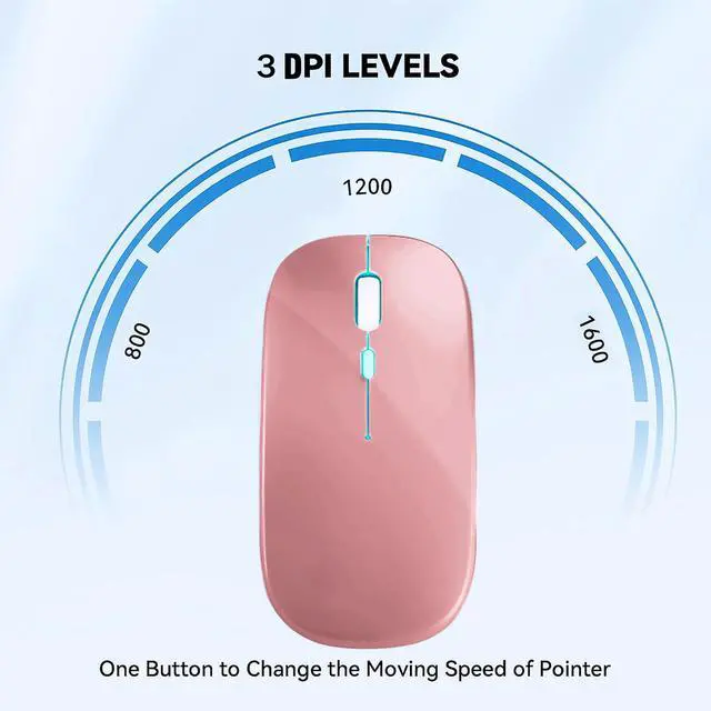 Alt view image 5 of 7 - Wireless Bluetooth Mouse, Rechargeable Laptop Mice, Rose Gold