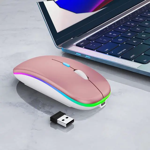 Alt view image 3 of 7 - Wireless Bluetooth Mouse, Rechargeable Laptop Mice, Rose Gold