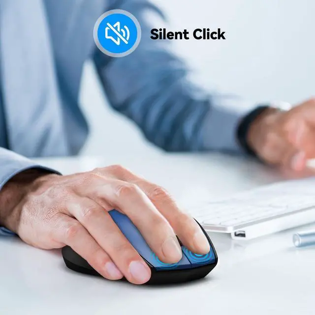 Alt view image 4 of 6 - Bluetooth Mouse, Wireless Silent 6 Buttons 2-Yr Battery, Blue
