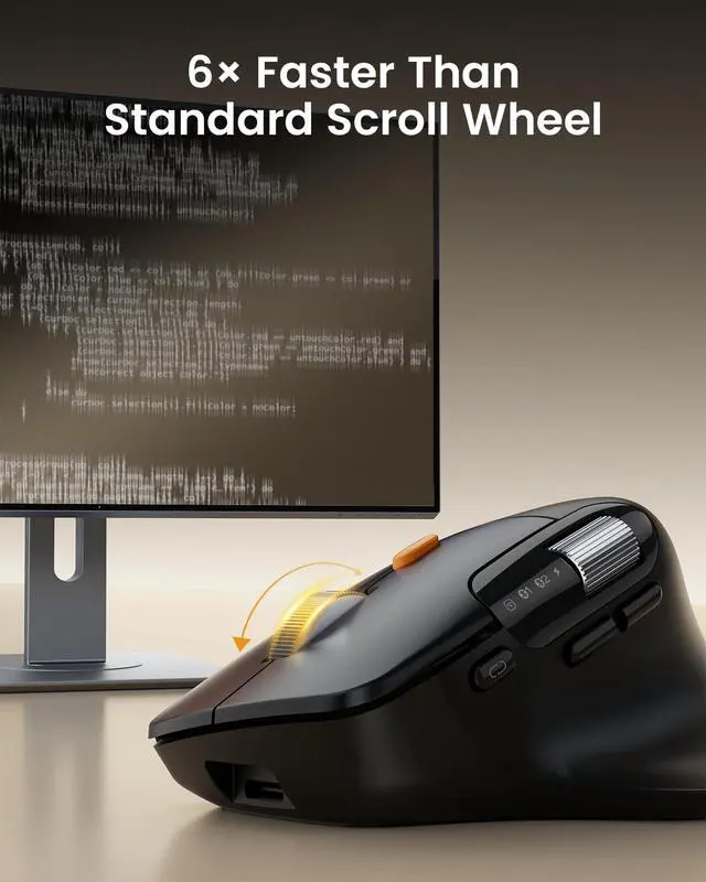 Alt view image 2 of 7 - Ergonomic Wireless Mouse, Fast Scrolling & Side Scroll Mouse