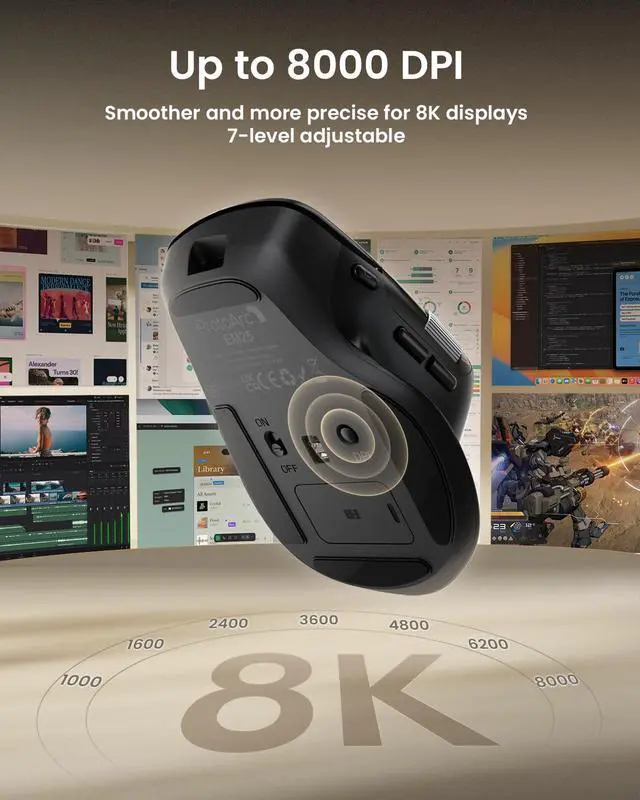 Alt view image 6 of 7 - Ergonomic Wireless Mouse, Fast Scrolling & Side Scroll Mouse