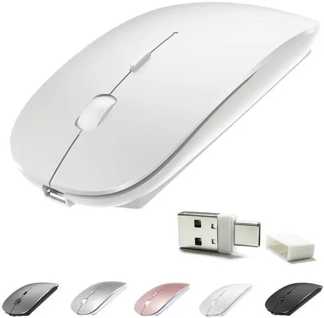 Main image of Rechargeable Bluetooth 5.2/3.0/Type-C/USB-2.4G Mouse for MacBook/MacBook air/Pro/iPad, Wireless Mouse for Laptop/Notebook/pc/iPad/Chromebook (White)