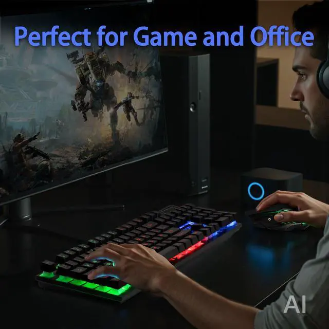 Alt view image 7 of 7 - Wireless Keyboard and Mouse 2.4GHz Rechargeable Light up Letters