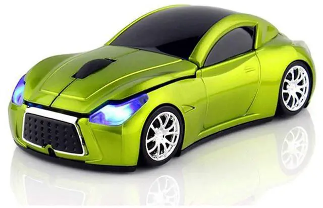 Main image of Car Mouse Wireless Sports Car Shaped Mouse 2.4GHz LED Light Shining Surface Decoration Desktop Laptop Computer Mice Optical (Green)