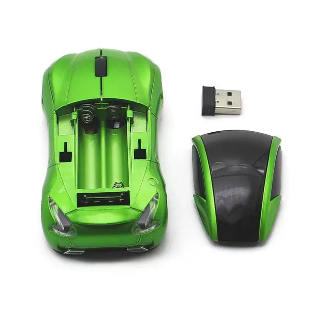 Alt view image 5 of 6 - Car Mouse Wireless Sports Car Shaped Mouse 2.4GHz LED Light Shining Surface Decoration Desktop Laptop Computer Mice Optical (Green)