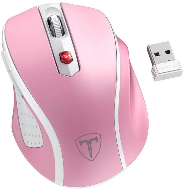 Main image of Wireless Mouse for Laptop - Ergonomic Plus Computer USB Cordless Mice, Ergo Grips, Lightspeed 5-Level 2400 DPI, 16 Months Battery, Portable for PC Mac Chromebook, 6 Button, Flamingo Pink