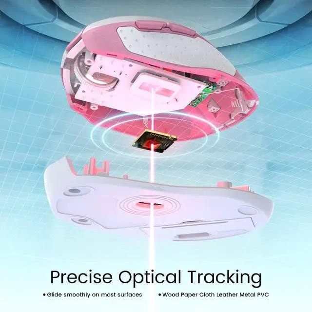 Alt view image 6 of 7 - Wireless Mouse for Laptop - Ergonomic Plus Computer USB Cordless Mice, Ergo Grips, Lightspeed 5-Level 2400 DPI, 16 Months Battery, Portable for PC Mac Chromebook, 6 Button, Flamingo Pink