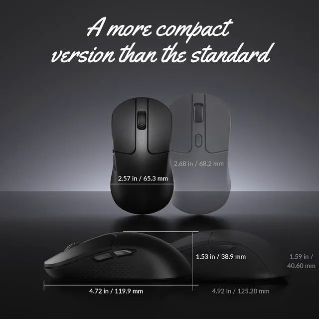 Alt view image 5 of 7 - Mini Wireless Optical Mouse, Bluetooth 5.1/2.4 GHz/Wired Gaming Mouse, Programmable PixArt 3311 Sensor with up to 26,000 DPI/ 650 IPS, Lightweight Ergonomic for Windows Mac Linux - Black