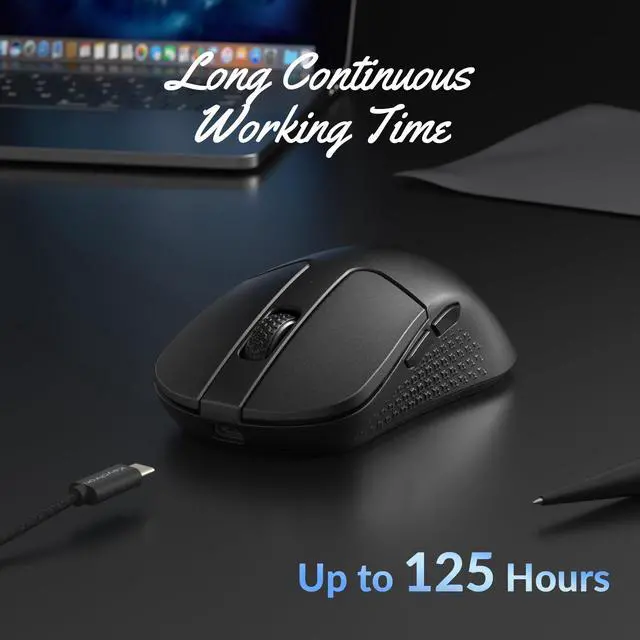 Alt view image 7 of 7 - Mini Wireless Optical Mouse, Bluetooth 5.1/2.4 GHz/Wired Gaming Mouse, Programmable PixArt 3311 Sensor with up to 26,000 DPI/ 650 IPS, Lightweight Ergonomic for Windows Mac Linux - Black