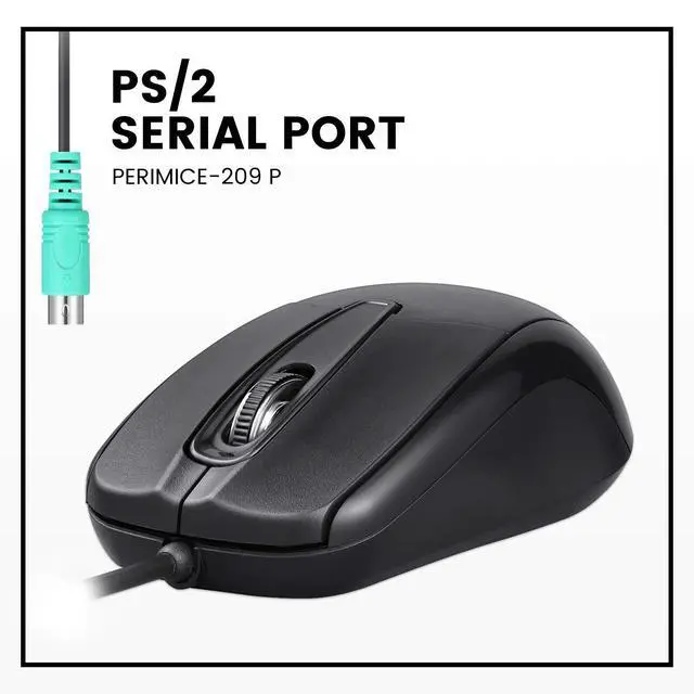Alt view image 2 of 7 - Perimice-209 P, Wired PS2 Mouse with 1000 DPI Resolution, Black, (10442)