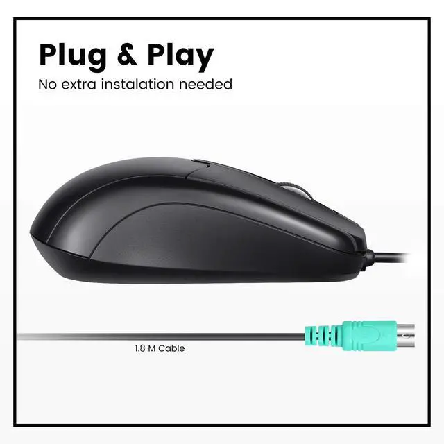 Alt view image 5 of 7 - Perimice-209 P, Wired PS2 Mouse with 1000 DPI Resolution, Black, (10442)
