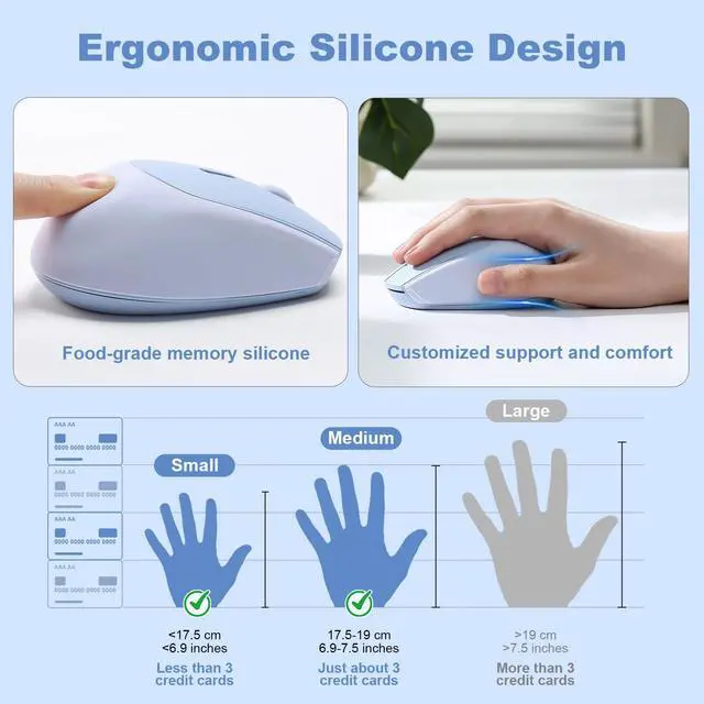 Alt view image 5 of 7 - Silicone Wireless Mouse 1600 DPI Optical 2.4GHz (Blue)