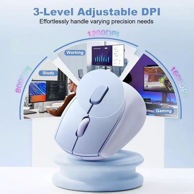 Alt view image 4 of 7 - Silicone Wireless Mouse 1600 DPI Optical 2.4GHz (Blue)