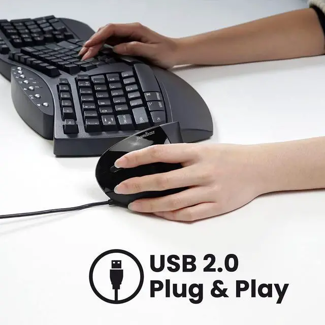 Alt view image 7 of 7 - Wired Vertical Ergonomic Mouse with 2 DPI, 6 Button Optical Ergo Mouse with 2 Level DPI Switch 1000 1600, Left Handed, Black