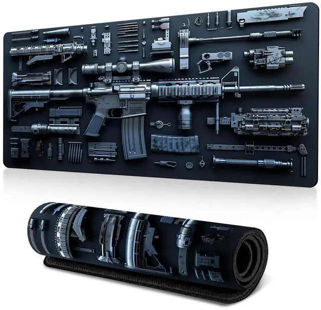 Main image of Large Gaming Mouse Pad Military Weapon Pattern Non-Slip Desk Mat