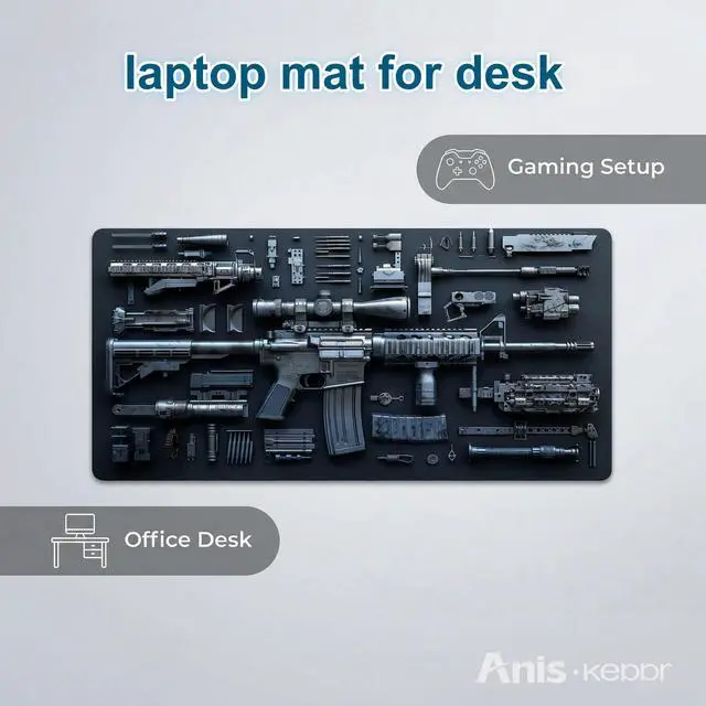 Alt view image 7 of 7 - Large Gaming Mouse Pad Military Weapon Pattern Non-Slip Desk Mat