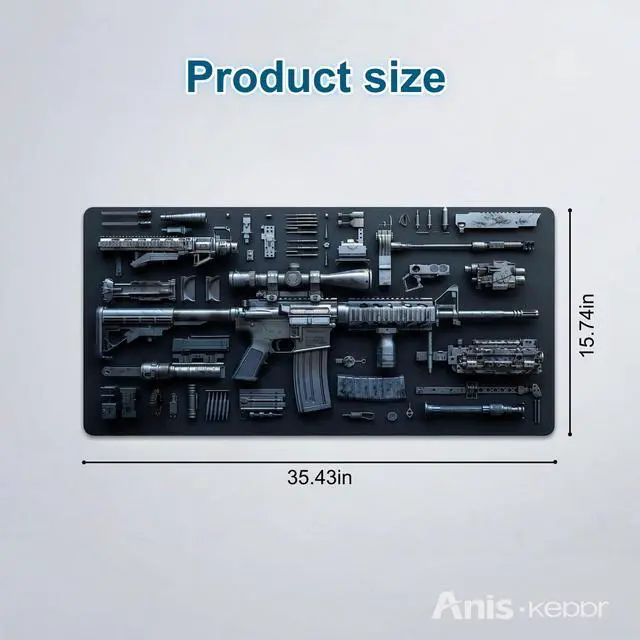 Alt view image 6 of 7 - Large Gaming Mouse Pad Military Weapon Pattern Non-Slip Desk Mat