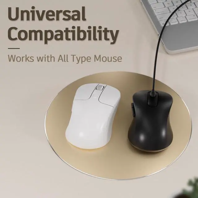 Alt view image 4 of 7 - Aluminum Metal Mouse Pad Mice Mat 8.66 in (Round, Champagne Gold)