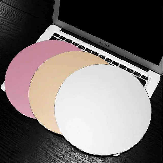 Alt view image 7 of 7 - Aluminum Metal Mouse Pad Mice Mat 8.66 in (Round, Champagne Gold)