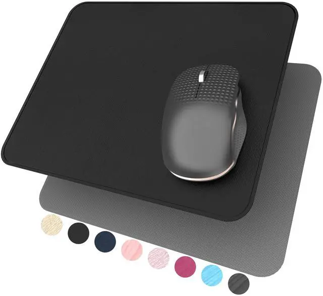 Main image of Black Hard Mouse Pad,Ultra Thin Wood-Textured PU Leather Mouse Mat