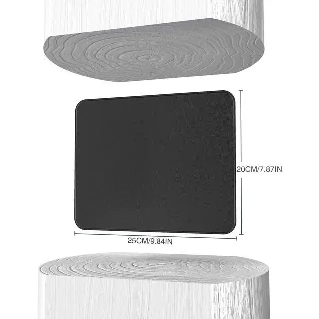 Alt view image 2 of 7 - Black Hard Mouse Pad,Ultra Thin Wood-Textured PU Leather Mouse Mat