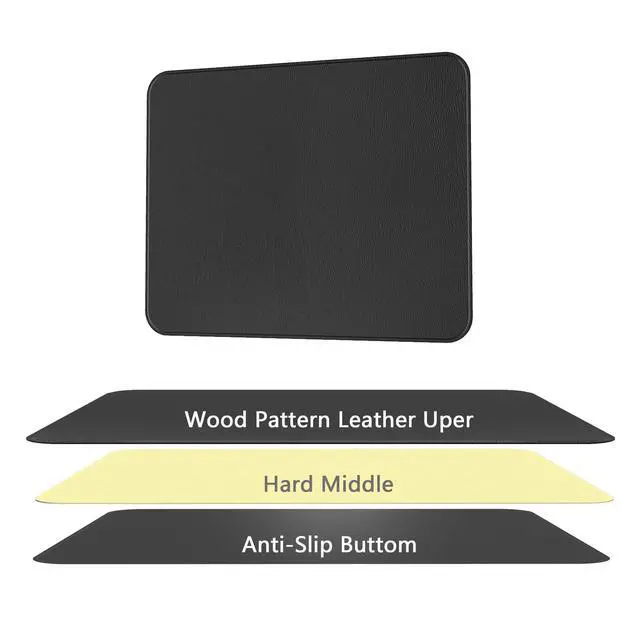 Alt view image 3 of 7 - Black Hard Mouse Pad,Ultra Thin Wood-Textured PU Leather Mouse Mat