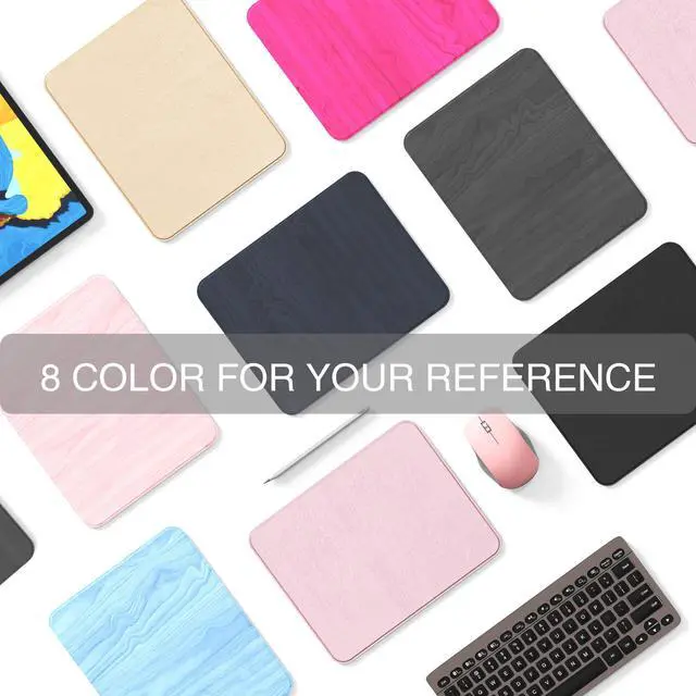 Alt view image 7 of 7 - Black Hard Mouse Pad,Ultra Thin Wood-Textured PU Leather Mouse Mat