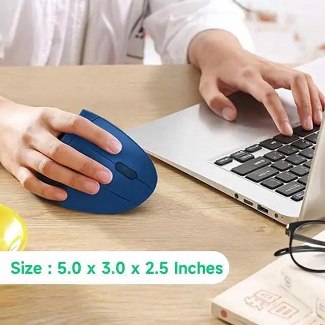 Alt view image 2 of 7 - Ergonomic Vertical Wireless Mouse Stylish Rechargeable 2.4G Optical Mice Cordless Mouse with USB Receiver, 800/1200 /1600 DPI, 5 Buttons for Laptop,PC,Mac,Computer (Blue)