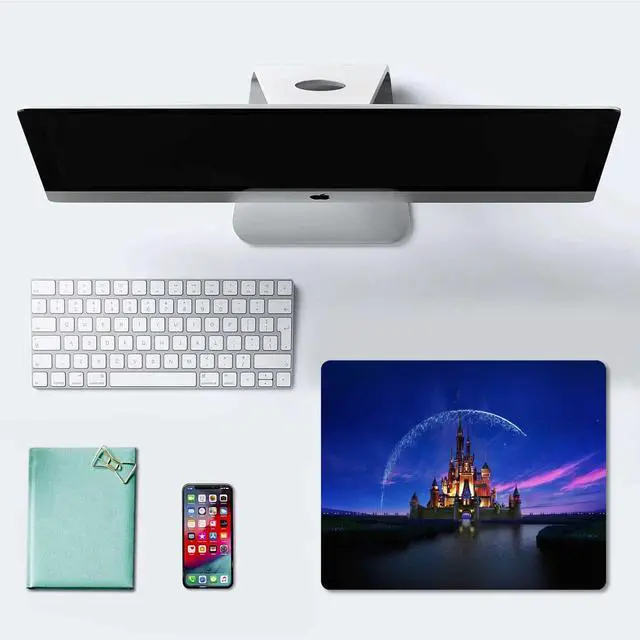 Alt view image 4 of 4 - Castle with Fireworks Anime Mouse Pad, Non-Slip Rubber Base Gaming Desk Decor