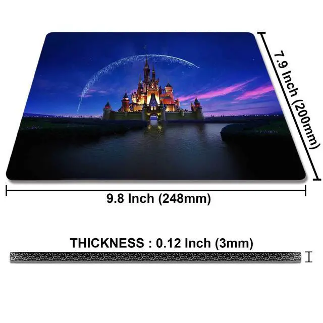 Alt view image 3 of 4 - Castle with Fireworks Anime Mouse Pad, Non-Slip Rubber Base Gaming Desk Decor